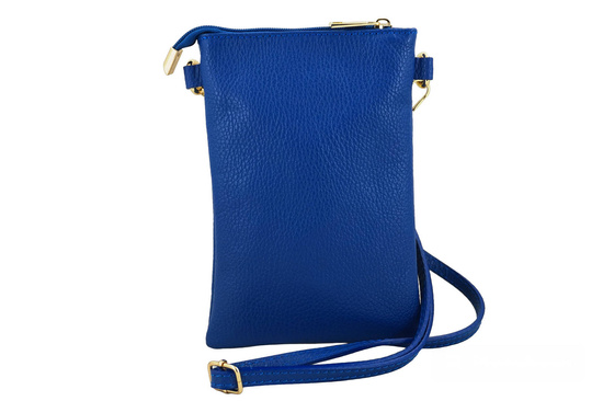 Torebka skórzana / etui na telefon - Chabrowe