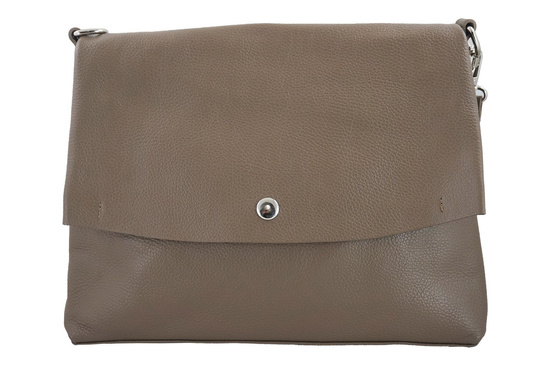 Duża torebka klasyczna ze skóry naturalnej miękkiej - Beżowa ciemna