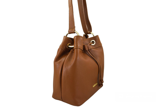 Torebka skórzana / mini worek - Brązowa jasna 