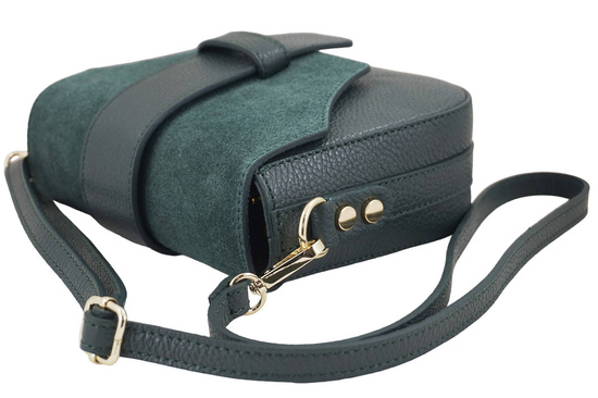 Torebka listonoszka z zamszową klapą - Zielona ciemna 