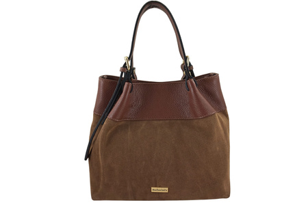 Elegancka torebka damska z naturalnego zamszu - Brązowa 