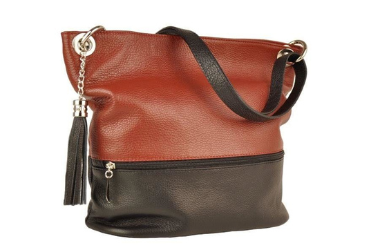 Skórzana torebka worek Barberinis - Szara jasna