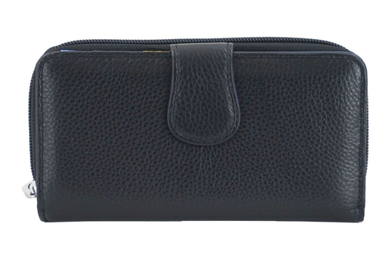 Kolorowy portfel skórzany damski - Czarny