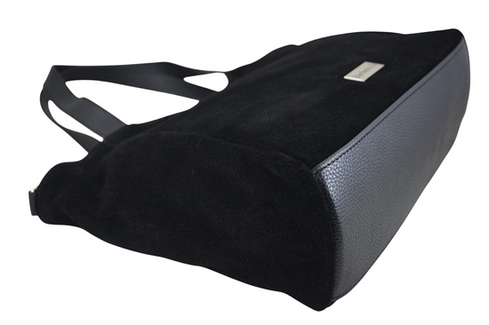 Torebka damska zamszowa typu worek - Czarna  