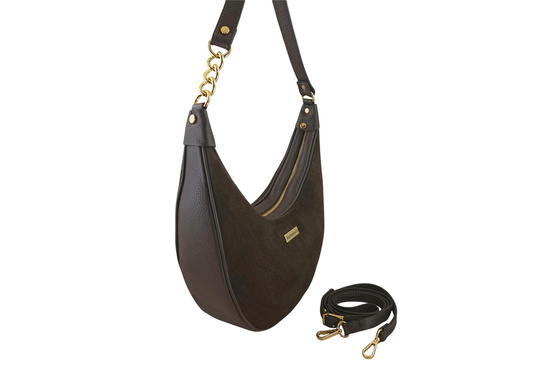 Stylowa torebka z zamszowym wykończeniem - Brązowa ciemna 