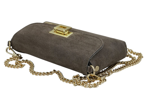 Zamszowa kopertówka na łańcuszku Barberinis - Beżowa ciemna 