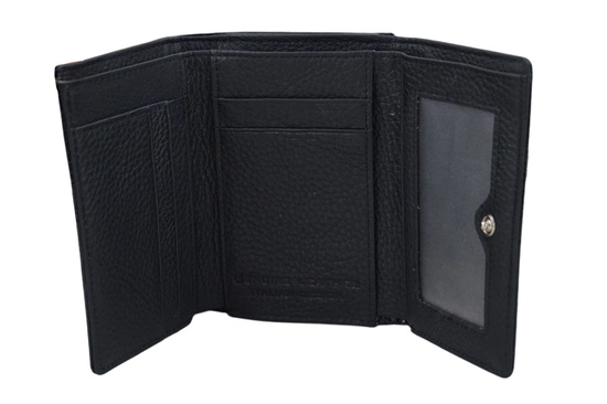 Czarny lakierowany portfel skórzany damski 