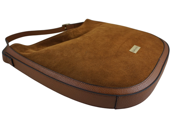 Duża torebka zamszowa na ramię - Brązowa jasna 