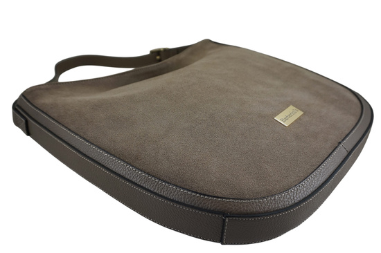 Duża torebka zamszowa na ramię - Beżowa ciemna 