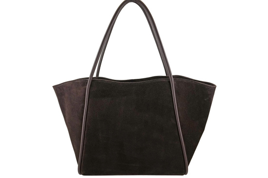 Barberinis - torebka duża zamszowa na ramię - Brązowa ciemna 