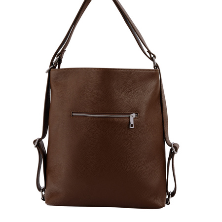 Torebka plecak z zamszem - Brązowa 