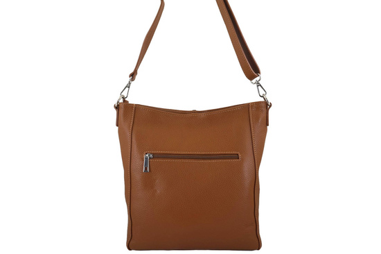 Praktyczna skórzana torebka na ramię - Brązowa jasna 