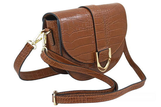 Listonoszka damska croco - Brązowa jasna 