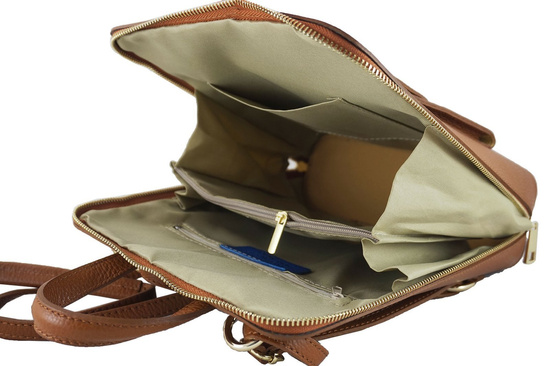 Plecak skórzany / listonoszka - Casual 2w1 - Brązowy jasny 