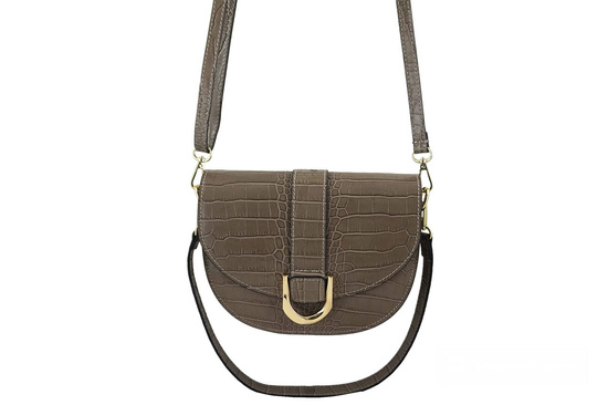 Listonoszka damska croco - Beżowa ciemna 