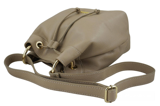 Torebka skórzana / mini worek - Beżowa 