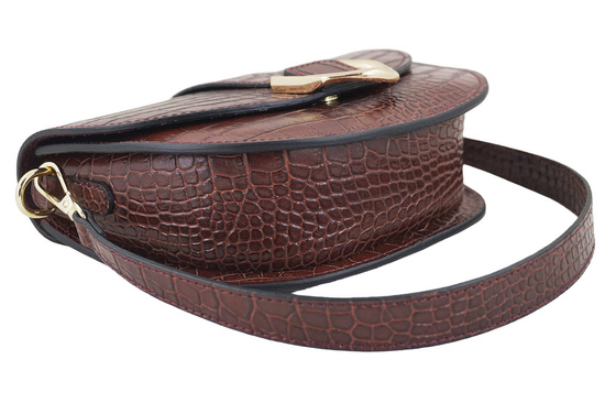 Listonoszka damska croco - Brązowa 