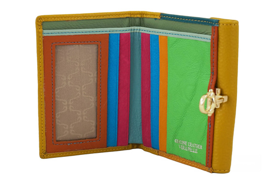 Elegancki portfel ze złotym zapięciem - Żółty ciemny