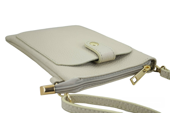 Torebka skórzana / etui na telefon - Beżowe jasne 