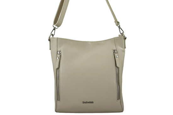 Praktyczna skórzana torebka na ramię - Beżowa jasna 