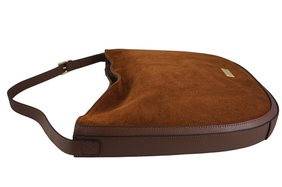 Duża torebka zamszowa na ramię - Brązowa 