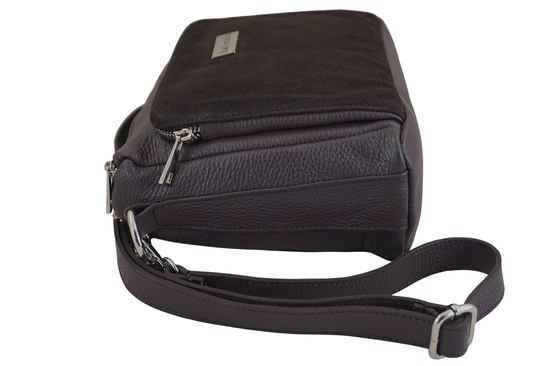 Codzienna torebka ze skóry naturalnej z zamszem - Brązowa ciemna 