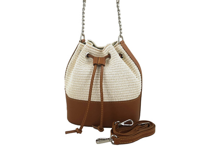 Torebka damska z rafii - Beżowa jasna