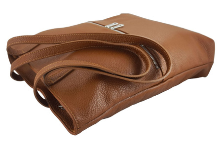 Worki skórzane klasyczne A4 z kieszenią - Brązowy jasny