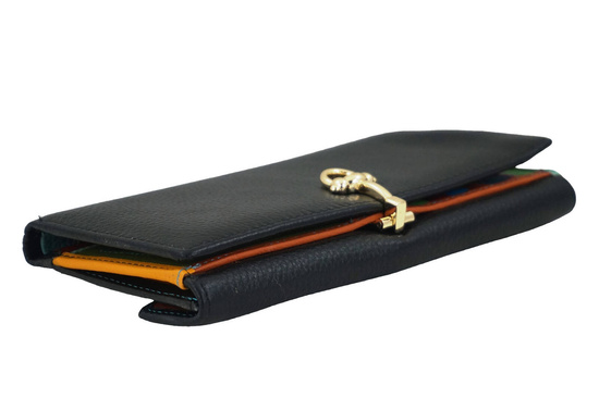 Duży portfel ze złotym zapięciem - Czarny