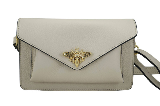 Torebka damska wizytowa skórzana - Beżowa jasna