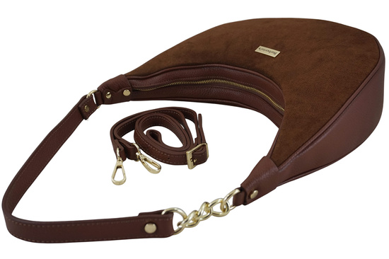 Stylowa torebka z zamszowym wykończeniem - Brązowa