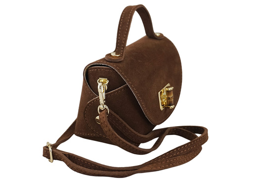 Mała torebka zamszowa wizytowa - Brązowa 