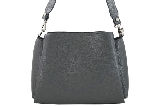 Torebka kuferek na szerokim pasku - Szara ciemna