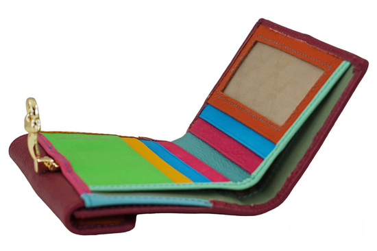 Elegancki portfel ze złotym zapięciem - Fuksja 