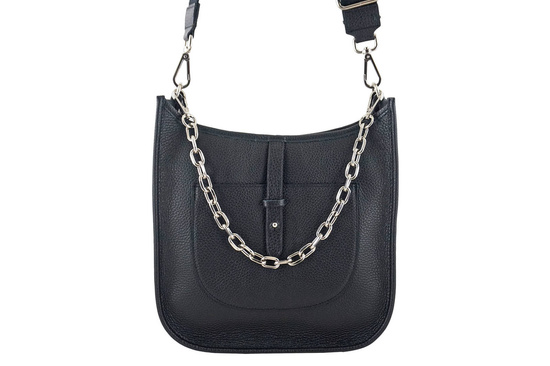 Duża listonoszka z odpinanym łańcuszkiem - Czarna 