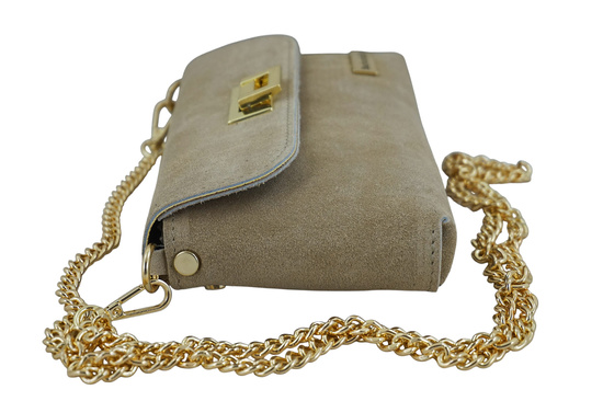 Zamszowa kopertówka na łańcuszku Barberinis - Beżowa 