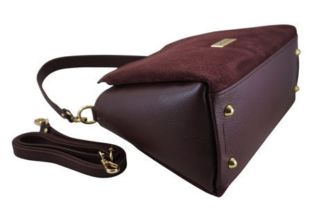 Torebka miejska z naturalnego zamszu i skóry - Bordowa 