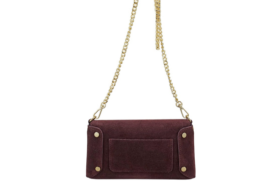 Zamszowa kopertówka na łańcuszku Barberinis - Bordowa 