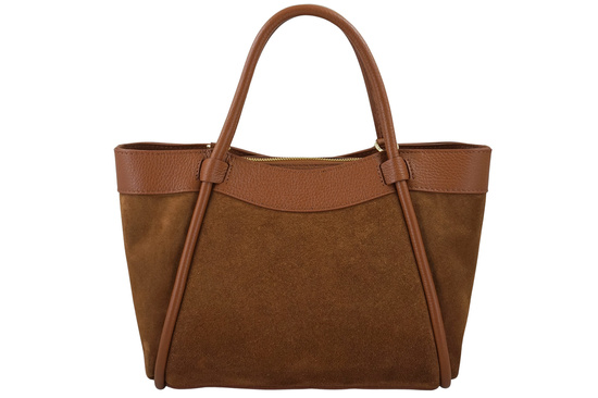 Elegancka torebka ze skóry zamszowej - Brązowa jasna 