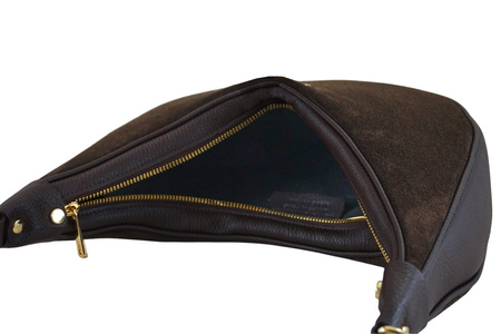 Stylowa torebka z zamszowym wykończeniem - Brązowa ciemna