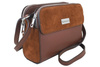 Torebka skórzana crossbody zamszowa - Brązowa 