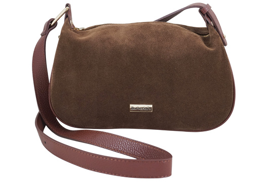 Elegancka torebka zamszowa na ramię - Brązowa 