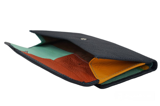 Duży portfel ze złotym zapięciem - Granatowy