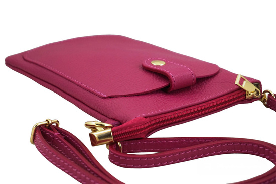 Torebka skórzana / etui na telefon - Fuksja