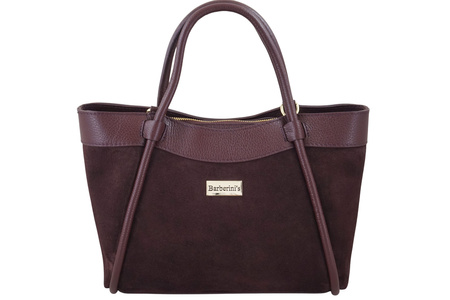 Elegancka torebka ze skóry zamszowej - Bordowa 