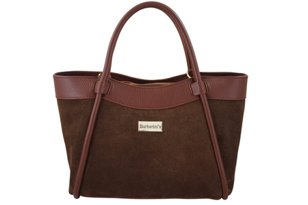 Elegancka torebka ze skóry zamszowej - Brązowa 