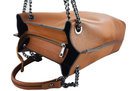 Modna torebka skórzana damska - Szara ciemna