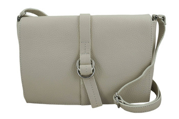 Prostokątna torebka z ozdobną klapką - Beżowa jasna