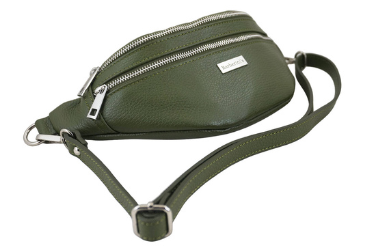 Funkcjonalna skórzana saszetka nerka - Zielona 