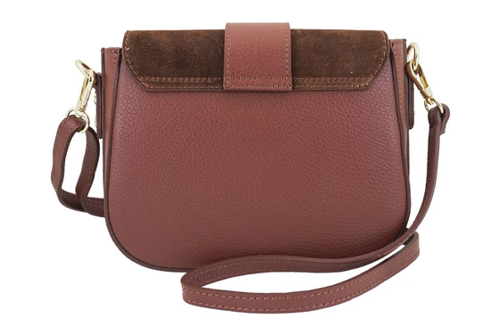 Torebka listonoszka z zamszową klapą - Brązowa 